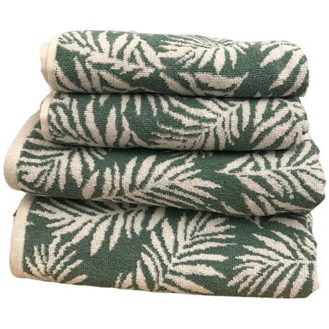 Bellissimo Botanical Turkish Cotton Green Towel Set Of 4 Wilko