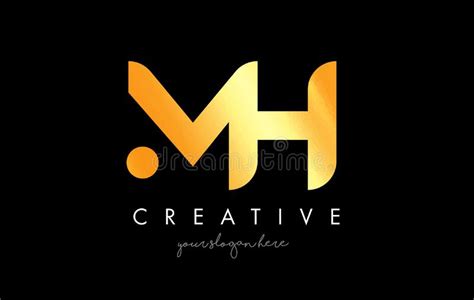 Golden Gold Mh Letter Logo Design With Creative Modern Trendy