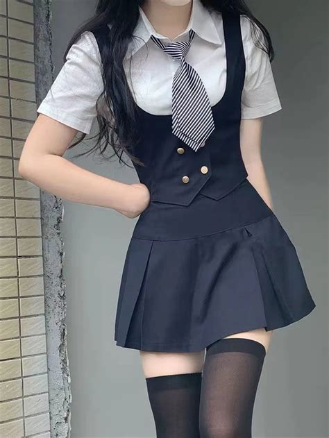 American Hot Girl Style Short Skirt Pleated Skirt Suit JK Uniform Suit Short Sleeved Shirt And