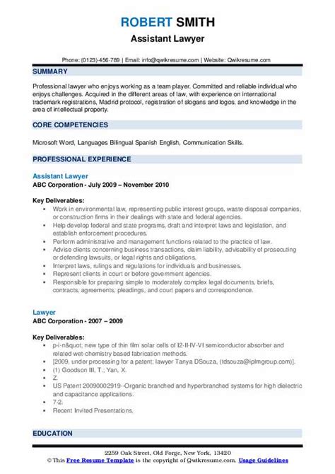 Lawyer Resume Samples | QwikResume