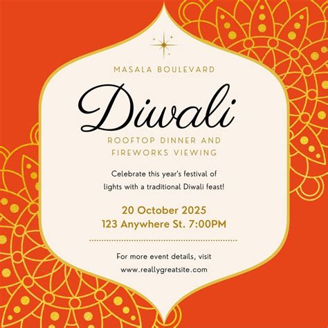 Free Printable Customizable Diwali Invitation Templates Canva