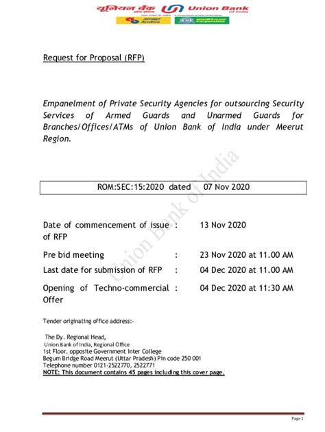 Fillable Online Request For Proposal Rfp Empanelment Of Private Se