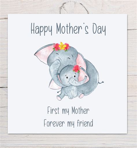 Mothers Day Card Elephant Card Elephants Mothers Day Etsy