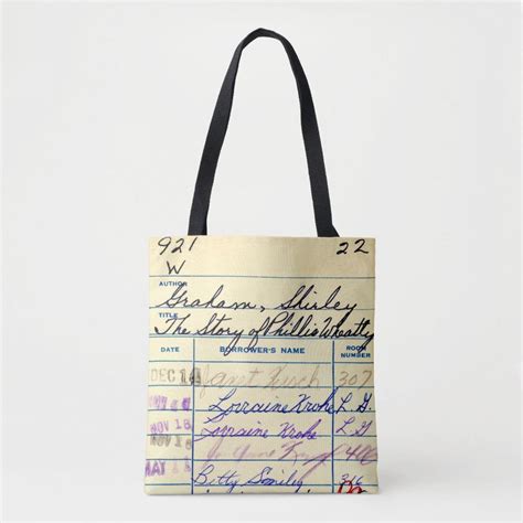 Vintage School Library Book Card Teacher Librarian Tote Bag Zazzle