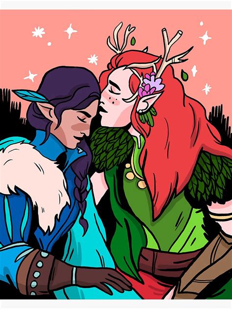 Vex And Keyleth A Tender Moment Art Print For Sale By Auwnanas Redbubble