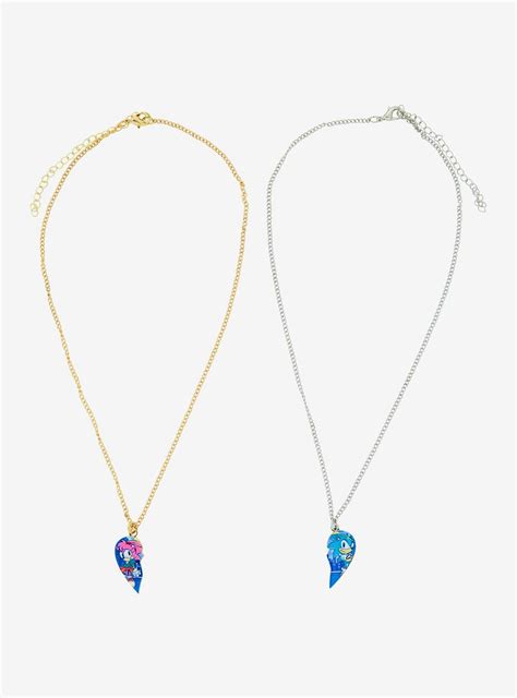 Sonic The Hedgehog Amy Rose Sonic Heart Best Friend Necklace Set Hot Topic Friend