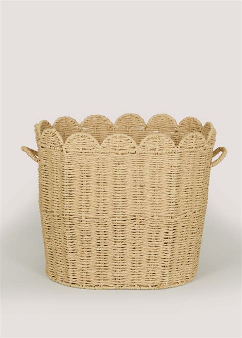 Natural Scallop Edge Storage Basket 41cm X 31 5cm Matalan