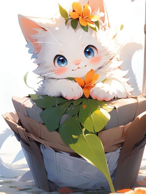 Premium Photo Cute Cat Anime Art Styles