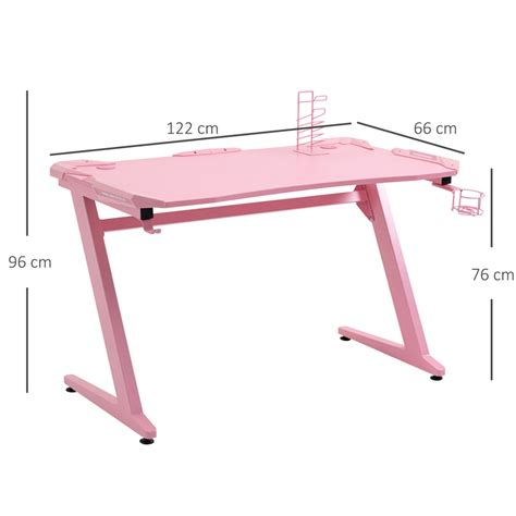 Portland Ergonomic Gaming Desk with Cup Holder Pink | Wilko