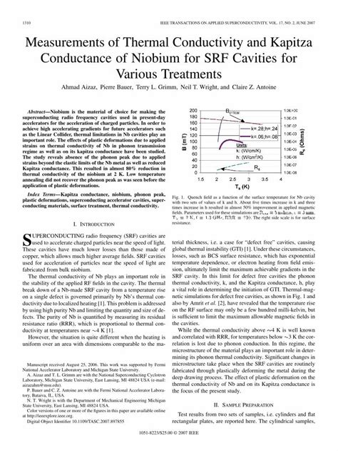 PDF Measurements Of Thermal Conductivity And Kapitza Conductance Of