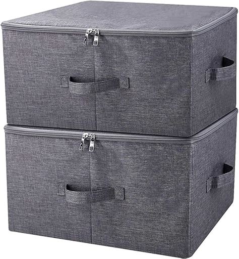 Iwill CREATE PRO Fabric Storage Box With Zip Lid Handles Black Gray