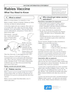 Fillable Online Cdc Vaccine Information Statement Rabies Vaccine