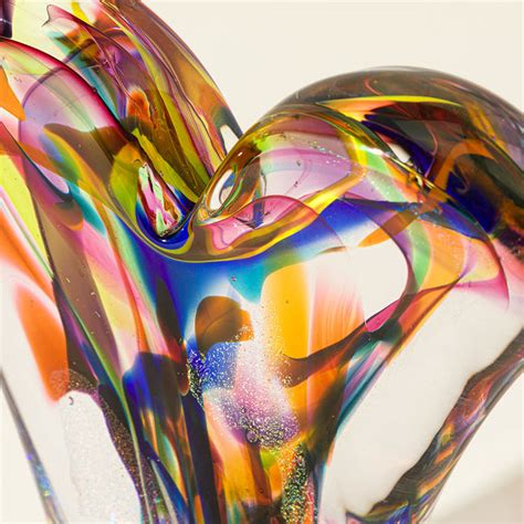 Uncommon Goods | Rainbow Glass Heart Sculpture | Art Glass