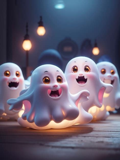 Premium Photo Cute 3d Cartoon Ghosts