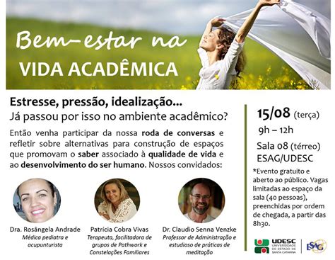 Notícia Udesc tem roda de conversa sobre bem estar na vida acadêmica