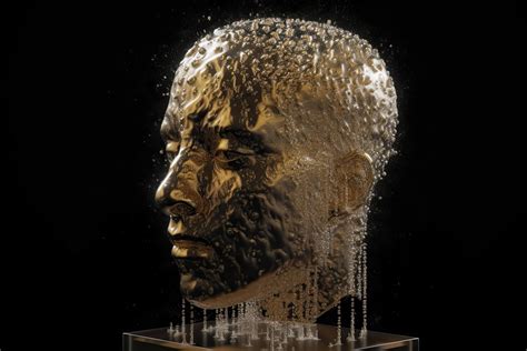 D Dissolving Human Head Made With Cube Shaped Particles Stock