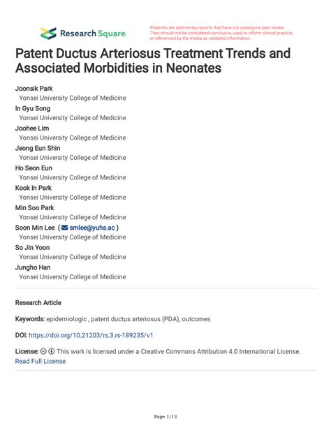 Pdf Patent Ductus Arteriosus Treatment Trends And Associated