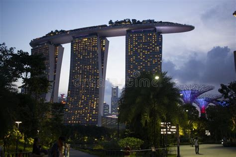 Marina Bay Sands, Skypark - Singapore - Night View Editorial Photo - Image of beautiful, city ...