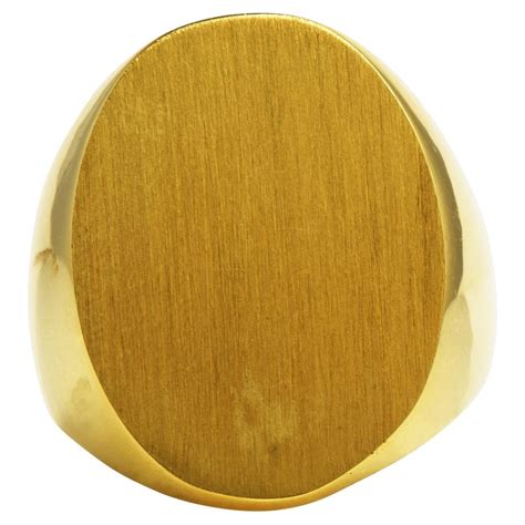 Vintage Mens Heavy Square Signet Ring In 18 Carat Yellow Gold At