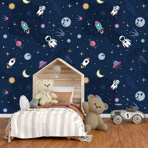 Space Pattern Inspiring Wallpaper for Kids - Magic Decor