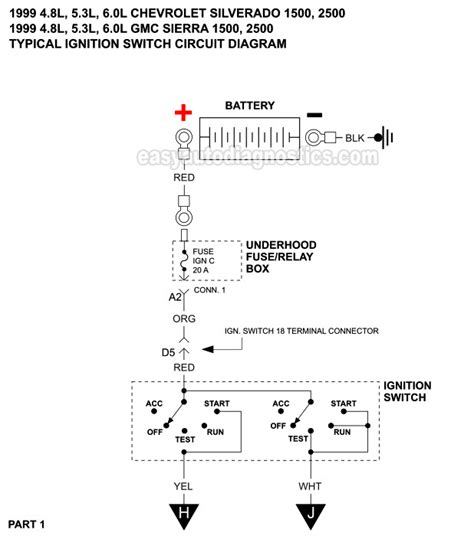 Ignition Switch Circuit Wiring Diagram (1999 V8 Chevrolet Silverado ...