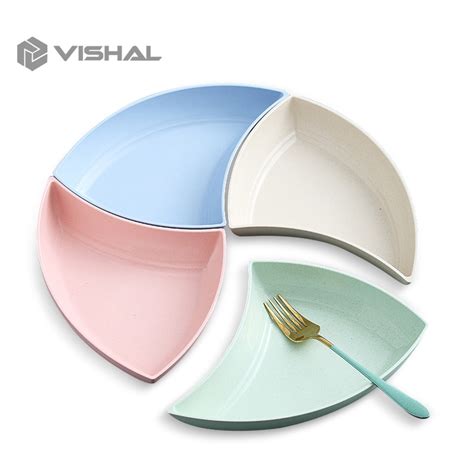 Jual VISHAL Piring Plastik Piring Saji Unik Segi Lima Warna Warni