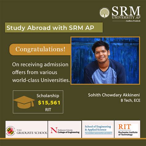 Sohith Chowdary received admission offers from world-class universities ...