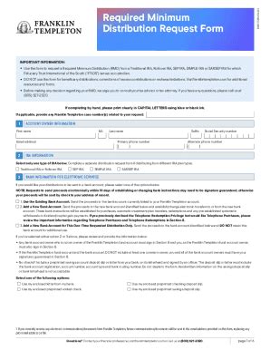 Fillable Online Required Minimum Distribution Request Form Franklin