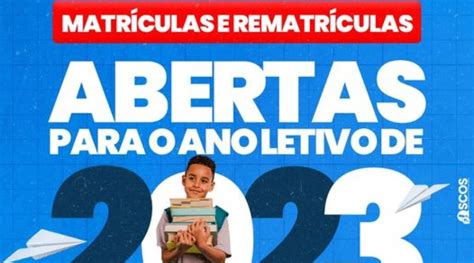 Matrículas E Rematrículas Abertas Para O Ano Letivo De 2023