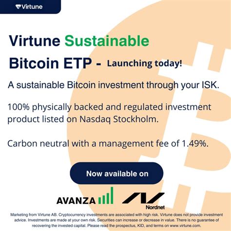 Virtune AB Lanserar Virtune Sustainable Bitcoin ETP