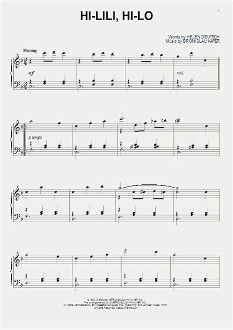 Hi Lili Hi Lo Piano Sheet Music OnlinePianist