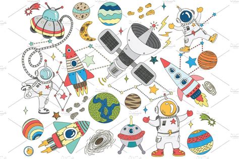 Cute Doodle Outer Space Collection Space Illustration Cute Doodles