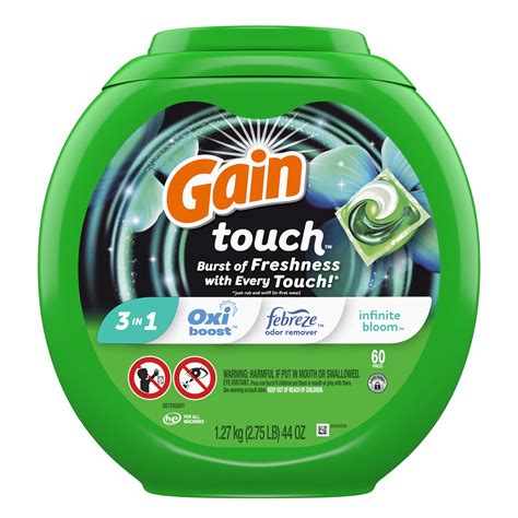 Gain Touch Flings Laundry Detergent Soap Pods Infinite Bloom 60 Ct