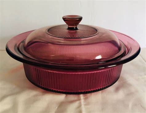 Corning Visions Cranberry Round Casserole Quart V B With Etsy