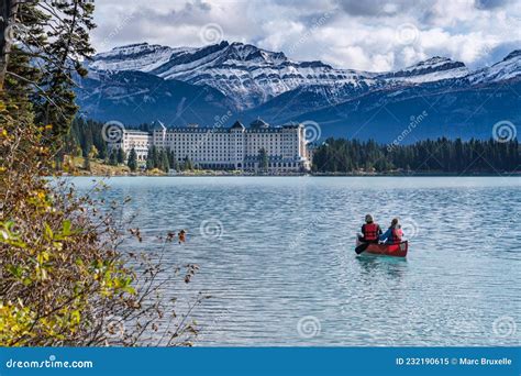 Fairmont Chateau Lake Louise On The Shore Of Lake Louise In The Autumn