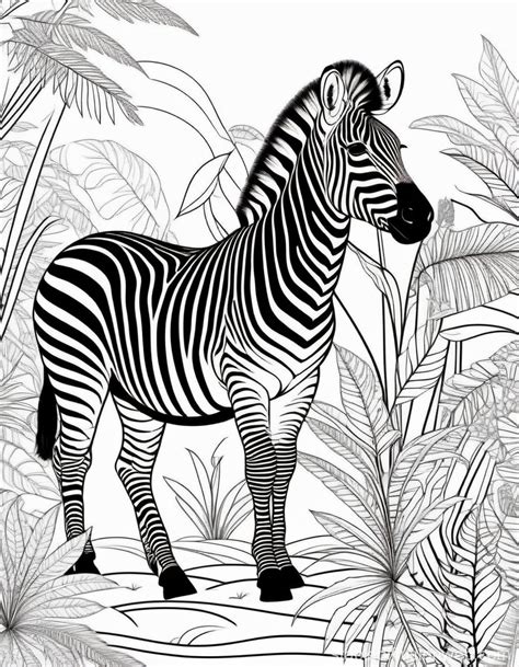 Zebra in Jungle Coloring Page | Stable Diffusion Online