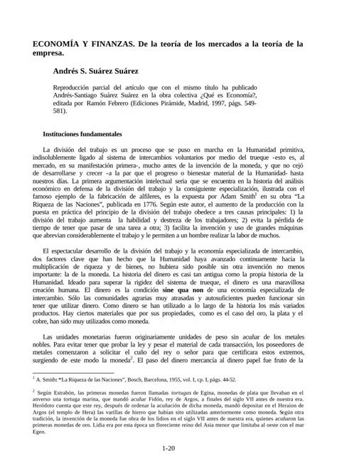 Pdf Economia Y Finanzas De La Teoria De Los Mercados A La Teoria De