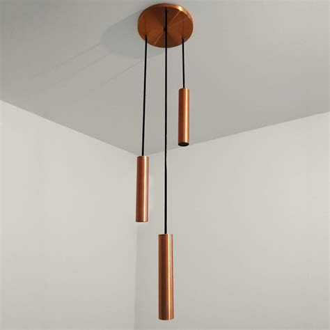 Pendente Tubular Triplo Design Volare Cobre Madeiramadeira