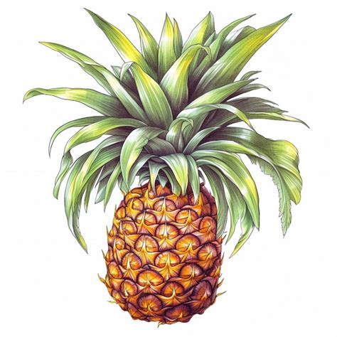 Premium Ai Image There Is A Drawing Of A Pineapple With Green Leaves