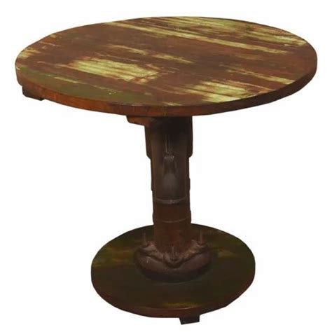 Shree Karni Handicrafts Multicolor Wooden Small Round Handpump Table At