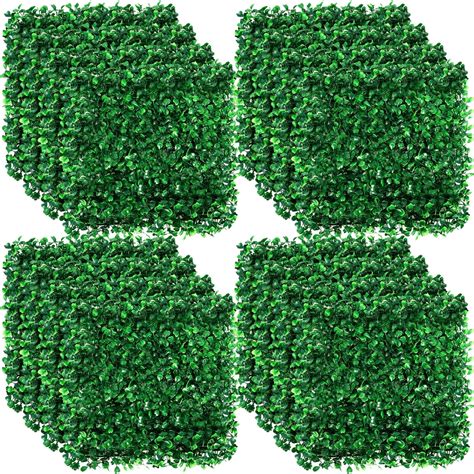 Omldggr Artificial Grass Wall Panels 16pack 10x10 Inch Artificial Boxwood Hedge