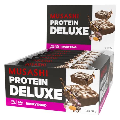 MUSASHI Deluxe Protein 12 X 60g Bars Rocky Road Flavour Discount