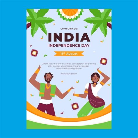 Free Vector Vertical Poster Template For India Independence Day