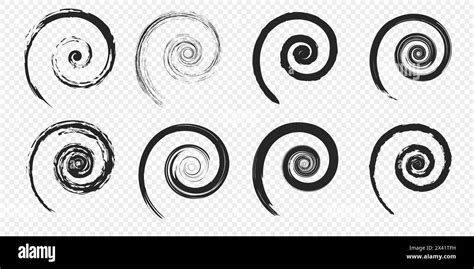 Grunge Spirals Set Of Spiral And Swirl Motion Elements Stock Vector