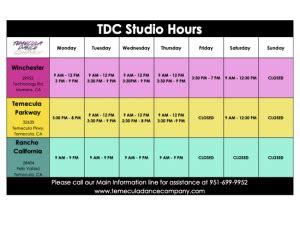 Dance Studio Hours Temecula Dance Company