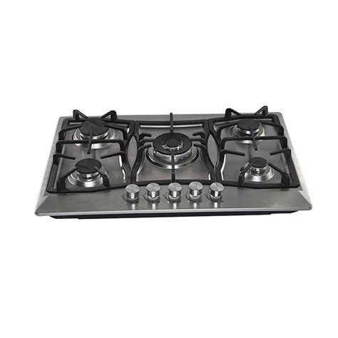 Cast Iron Build In Stainless Steel Gas Stove 5 Burner Gas Cooking Hob