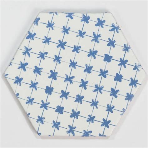 Carrelage Tomette Hexagone D Cor Bleu D Lav Et Fond Blanc He