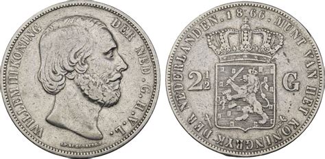 Niederlande Königreich 2 1 2 Gulden 1866 Wilhelm III 1849 1890 Kl