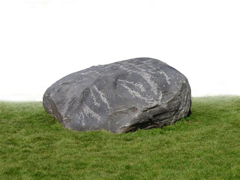 Large Rock Boulder On Grass . Stock Image - Image: 24243477