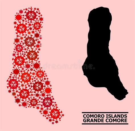 Mappa Di Grande Comore Insulare Mosaico Con Elementi Di Infezione Da